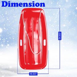 Slippery Racer Downhill Sprinter Flexible Kids Toddler Plastic Cold-Resistant Toboggan Snow Sled with Pull Rope and Handles -35 Inch (RED, 3 Pack)