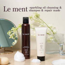 Le ment Sparkling Oil, Cleansing & Shampoo Repair Mask Set, High Concentration of 9,000 ppm Carbonate, Clean Your Scalp, Moisturizing Hair Moisturizing, PPT Cleaning Ingredients, Amino Acid Based Cleaning Ingredients, Hair Repair Ingredients and Cuticle 