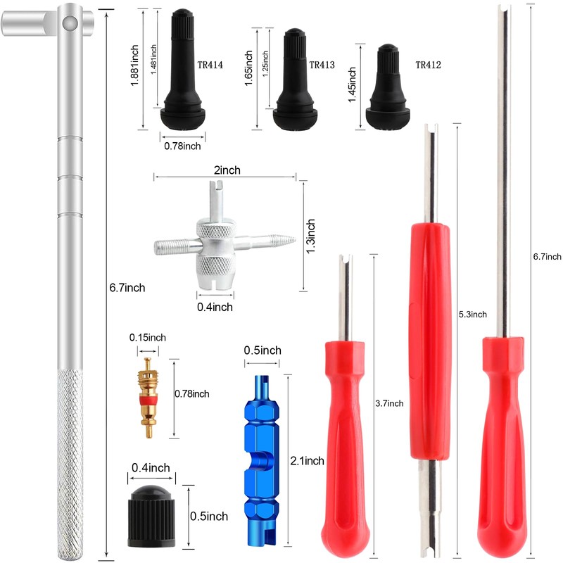 45 PCS Valve Stem Core Removal Replacement Tool Kit, Tire