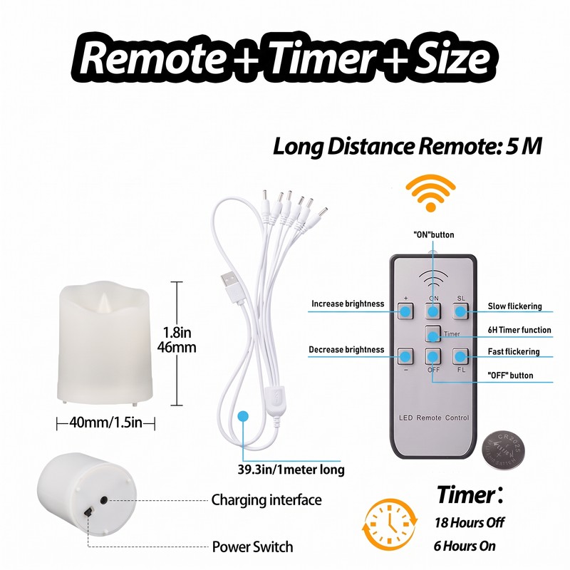 Rechargeable LED Candles with Remote & Timer – Flameless Warm