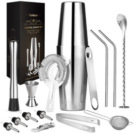 Cocktail Shaker Set, 750 ml Bar Tool Set, 15-Piece Stainless Steel Shaker Bar Accessories, Professional Cocktail Mixing Set, Barware Set for Home or Bar