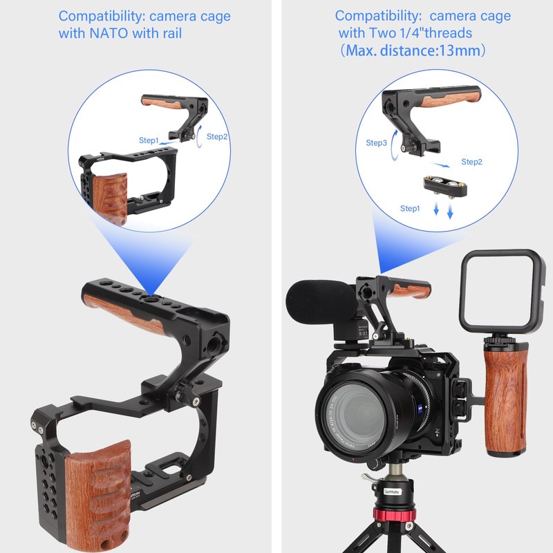 Leftfoto Top Handle Wood & Metal Grip Quick Release Handgrip