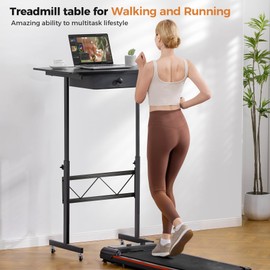 GTRACING Small Standing Desk Adjustable Height Small Computer Desk Mobile Portable Rolling Laptop Table with Wheels 32" Computer Workstation Sit Stand Desks Portable Standing Table Treadmill desks
