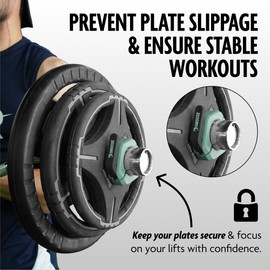 DMoose Fitness Barbell Clips 2" (Pair) - Quick Release Olympic Barbell Clamps with Anti Slip TPR Lining - Barbell Collars for Secure Weightlifting & Powerlifting (Grey & Black - Magnetic)