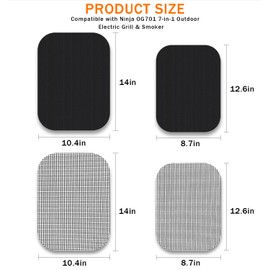 SIUDANGKA Grill Mats Compatible with Ninja OG701 Outdoor Electric Grill & Smoker, Set of 8 Heavy Duty Reusable Grill Liners for inja 7 in 1 Outdoor Smoker Accessories Non-Stick BBQ Accessories