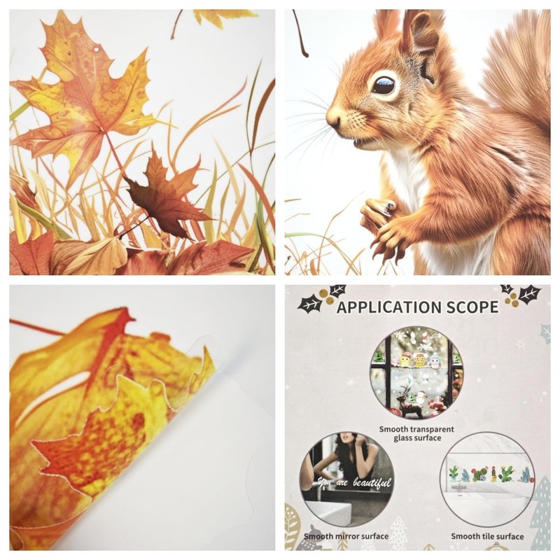 Autumn Maple Leaf Window Clings – Double-Sided Thanksgiving Tree Branches