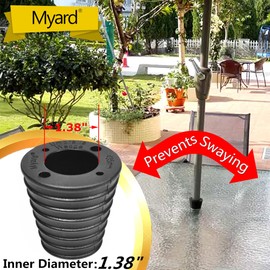 Myard Patio Umbrella Cone Wedge Shim, Wind-Resistant, Twist to Fit, for Patio Table Hole or Umbrella Base 1.8-2.4 Inch, Pole Diameter 1-3/8" (35mm, 4 Holes, Black)