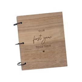 Our First Year Together Photo Book - Engraved Memory Book for Couples - Paper Wedding Gift for Wife Husband - Valentines Day Gift for Girlfriend Wife (Walnut, 25 Pages)