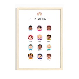Emotions Educational Poster for Children – Poster (DIN A4) | 12 Multicultural Children's Characters | Learning Emotional Intelligence | Children's Room Decoration – Ideal for Ages 2-8
