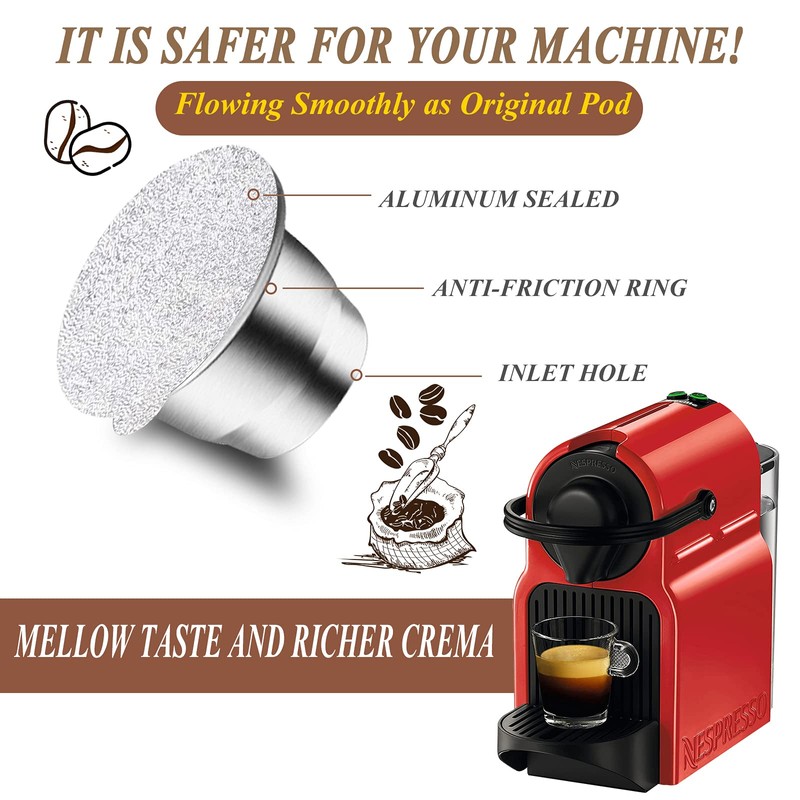 CAPMESSO Reusable Espresso Capsules Refillable Coffee Pod Stainless Steel Cups