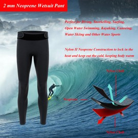 YDQUANI Wetsuit Pants 2mm Neoprene Diving Pants Diving Leggings for Men Women Open Water Swimming Surfing Canoeing Snorkeling Kayaking