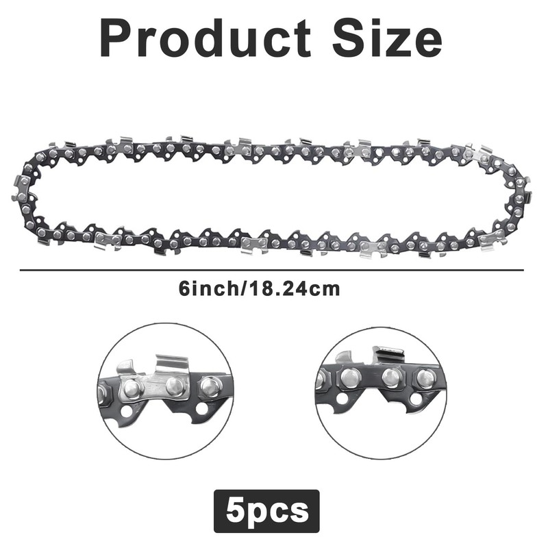 5Pcs Mini Chainsaw Chain 6 Inch Replacement Chains for Portable