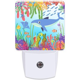 KXWQTRDD Sea Shark and Coral Plug in Night Light with Auto Dusk to Dawn Sensor,Warm Night Lights for Boys Girls Bedroom Bathroom Hallway Kids Room Gifts