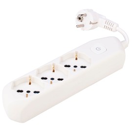 Poly Pool PP0536.05XL Elix Multi-Socket with German Plug, 3 Pluristic Standard Sockets, 5 cm Cable and Switch, White