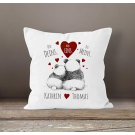 SpecialMe® Cushion Cover with German “Ich Deins, Du Meins, Wir Eins.” Text, Panda Bear, Love Gifts [Customisable]