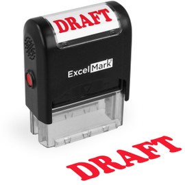 ExcelMark Draft Self Inking Rubber Stamp - Red Ink