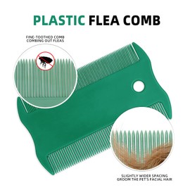 Green Pet Double-Sided Flea Comb Set 3Pcs 3.35in/8.5cm