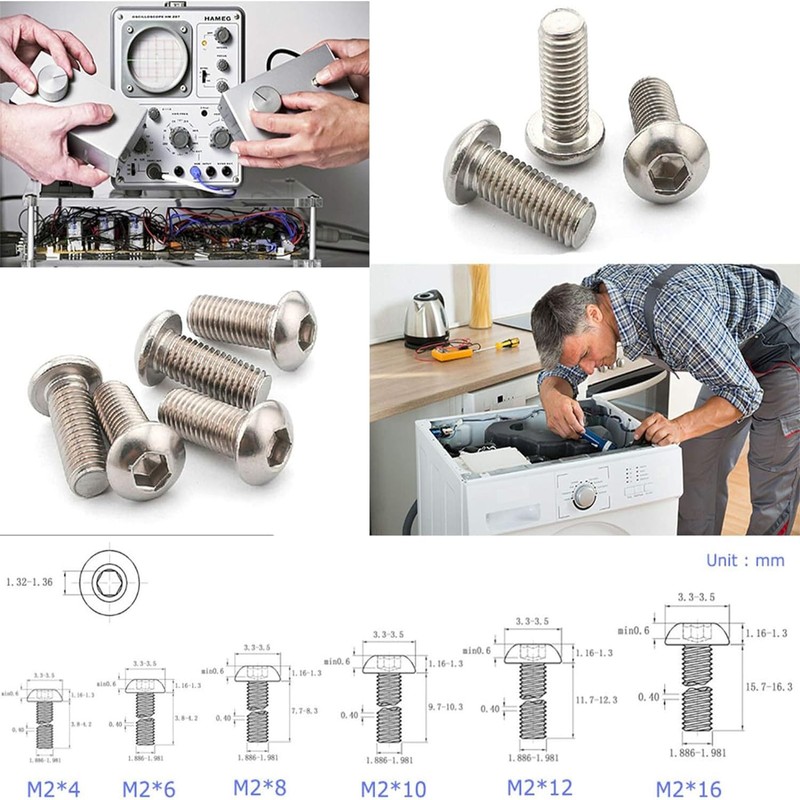 MEZOKUCEL Nuts, 230pcs M2 304 Stainless Steel Cup Head Hex