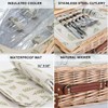 Multifunctional Wicker Picnic Basket Set for 4 with Blanket and
