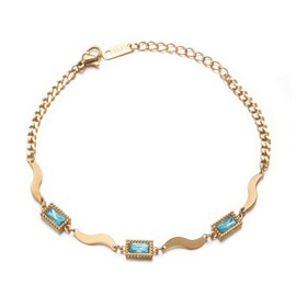 VISSEN Women's Gold-Plated Bracelets, Red/Blue/Silver, Cubic Zirconia, Golden Chains, Bracelet, Fashion Jewellery, Wedding, Stainless Steel