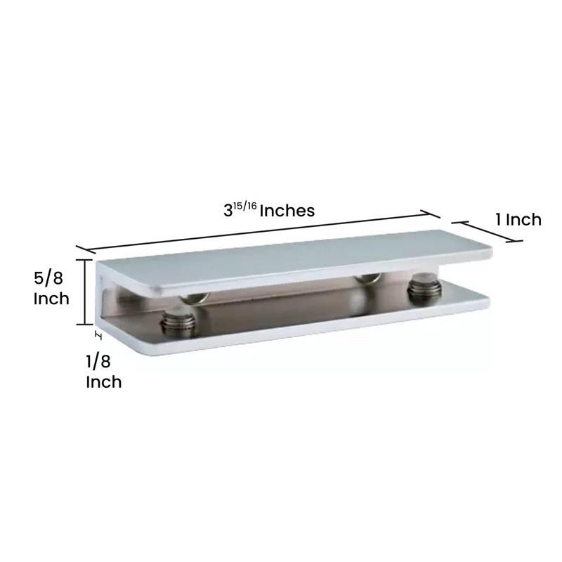 Dulles Glass Floating Shelf Brackets, Rectangular Clamps Heavy Duty, Chrome,
