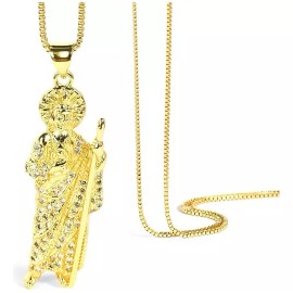 TENDER LIHOME Collar Medalla San Judas Tadeo Cadena Dije Acero Inoxidable