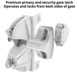 D&D Technologies LLD3KDWT LokkLatch Deluxe Series 3, Premium Privacy and Security Gate Latch, Key Lockable on Both Sides of Gate, for Metal, Wood, and Vinyl Fences, White