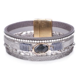 KSQS Tree Of Life Leather Multi-Layer Wraps Bracelet,Boho Wide Buckle Wristband Bangle,Braided Cuff Bracelets for Women