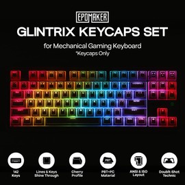 EPOMAKER Glintrix PBT Shine Through Keycaps, Arris & Keys Backlit, Double Shot, Cherry Profile, 60/75/96/Full Size, Custom Keyboard Keycaps Set for Mechanical Gaming Keyboard (White)