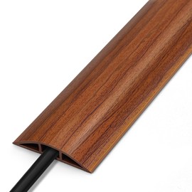 6FT Cord Covers, Walnut Wood Floor Cable Management - Protects Cords, Cavity: 0.47" x 0.24"