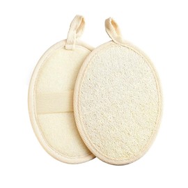 2 Pcs Natural Loofah Sponge Exfoliator for Body & Face, Shower Scrubber Pads for Men & Women, Soft Skin Bath Scrubbing Pad