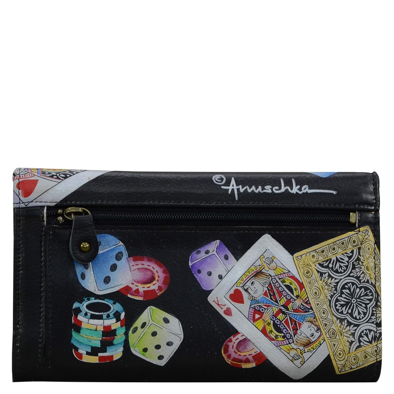 Anuschka Women’s Original Hand-Painted Leather RFID Checkbook Clutch, High Roller