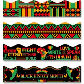 gisgfim 108Ft Black History Month Bulletin Board Borders Decorations 107Pcs African American Inspirational Party Decor Black History Month Border for School Classroom Office Juneteenth Decor