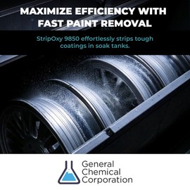 StripOxy 9850 Industrial Paint Stripper for Soak Tanks – Removes Powder Coatings, E-Coatings & Wet-Applied Cured Coatings – Non-Damaging to Metals, Water-Based Concentrated Formula – 1 Gallon