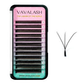 VAVALASH 3D Double Tips W Shape Eyelash Extension 3D WW Premade Fans 0.07 C Curl Volume Lash Extensions Easy Fanning False Lashes Matte Black Volume Premade Cluster W Lashes(WW-3D-0.07-C-8-15mm）