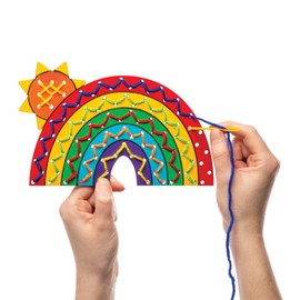 Baker Ross AW420 Rainbow Wooden Threading Kits (Pack of 4)