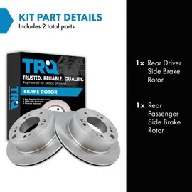 TRQ Rear Brake Rotors Set Vented Compatible with 2003-2006 Kia Sorento