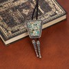YOQUCOL Native American Light Green Crushed Stone Bolo Tie Genunie