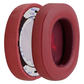 Geekria QuickFit Protein Leather Replacement Ear Pads for JBL E55BT Headphones Ear Cushions, Headset Earpads, Ear Cups Repair Parts (Red)