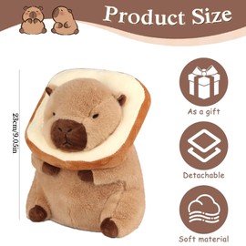 WORUIB 1 Pcs Capybara Plush, Snackles Capybara, Capybara Toy With Wearable Bread, Soft Realistic Guinea Pig Toys Home Decoration, Capybara Plushie Pillow Gifts Guinea Pig Toys For Kids Boys Girls