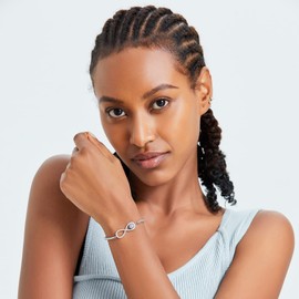 Lit Wall Infinity Evil Eye Bracelets for Women 18K Gold Filled Cubic Zirconia Silver Infinity Bracelets for Women