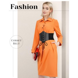 MELLIEX Corset Belt Wide Waist Belt Elastic Lace Up Corset for Women Girls Black, gold