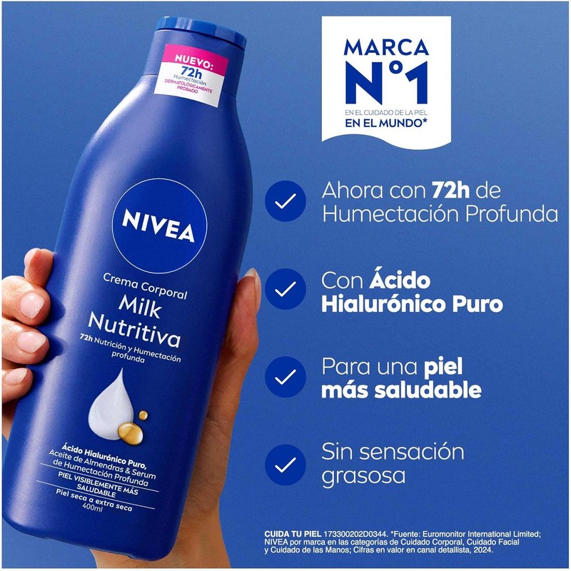 NIVEA Body Crema Corporal Milk Nutritiva para Piel Extraseca, 400