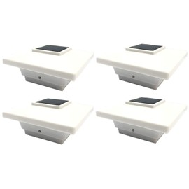 RELIGHTABLE Solar (4-Pack) Low Profile Black/White Will Fit 3.5"X3.5" and 4"x4" Post Deck Cap Fence LED Light (White)