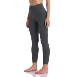 YUNOGA Women's Soft High Waisted Yoga Pants Tummy Control Ankle Length Leggings (M, Charcoal Grey)