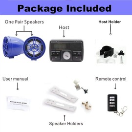 12V Radio 3 inch Motorcycle ATV UTV Golf Cart Waterproof Anti-Theft Bluetooth Speaker USB TF U Disk FM Radio Stereo System (Blue)