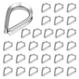 Flintronic M4 Wire Rope Thimbles, 30 Pieces, 4 mm, 304 Stainless Steel Rope Thimbles, Stainless Steel Thimble for Wire Rope, Steel Rope, Washing Line, Forestry Rope, Natural Rope, Awning Fixed