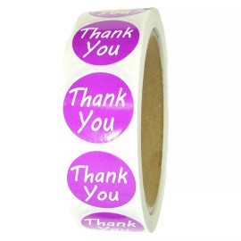Big Doings Purple "Thank You" Labels Stickers - 1" diameter - 500 ct Roll - SL072F