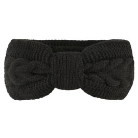 JK Home Winter Knitted Twist Knot Headband - Women Ear Warmer Chunky Crochet Braided Hair Band Wraps Turban Sports Yoga Hairband Fleece Lined Elastic Wide Headbands Ear Muffs for Women Girl Black