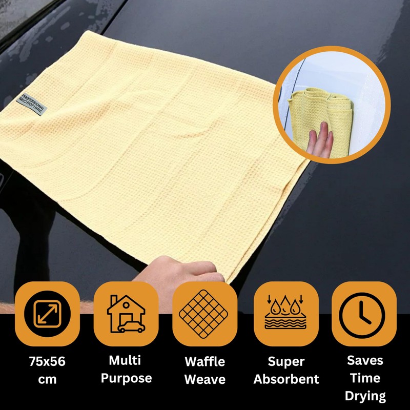 Tek Automotive Waffle Drying Towel Twin Pack- Extra Large Microfibre